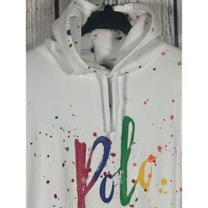 NWT Polo Ralph Lauren Hoodie Mens 4XLT Paint Splatter AOP White Spellout Fleece